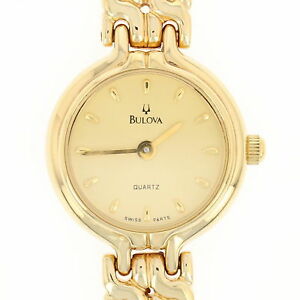【送料無料】腕時計　スイスゴールドプレートボックスbulova womens wristwatch gold plate quartz swiss parts with box runs｜hokushin