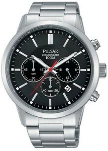 【送料無料】腕時計　パルサークロノグラフブレスレットpulsar gents date display chronograph bracelet watch pt3743x1