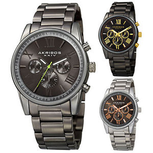 【送料無料】腕時計　メンズスイスクオーツステンレススチールブレスレットmens akribos xxiv ak912 swiss quartz day date stainless steel bracelet watch