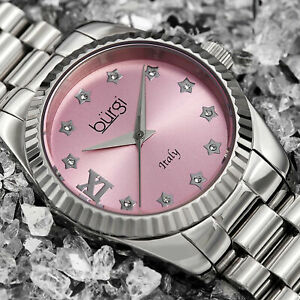 【送料無料】腕時計　バールスイススワロフスキーステンレススチールシルバーブレスレットウォッチwomens burgi bur194sspk swiss swarovski stainless steel silver bracelet watch