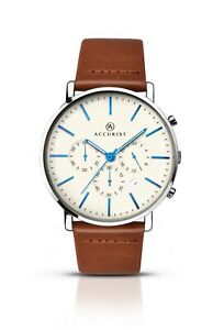 【送料無料】腕時計　クロノグラフウォッチブラウンレザーストラップaccurist gents chronograph watch with brown leather strap 7169 rrp 13999｜hokushin