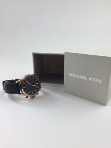 【送料無料】腕時計　ミハエルクロノグラフブラックレザーウォッチストラップ