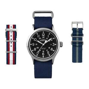 【送料無料】腕時計　スカウトネロブルビンテージorologio 2 cinturini timex scout t49962kbrw2 tessuto blu vintage nero indiglo