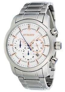 【送料無料】腕時計 エベレスト#クロノグラフウォッチシルバーホワイトローズインデックスeverest men039;s es30037 chronograph watch silver tone white rose indexes|hokushin