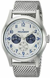 【送料無料】腕時計　プジョーメンズクラシックステンレスメッシュマルチpeugeot mens 149s classic stainless steel mesh multi function silver watch｜hokushin