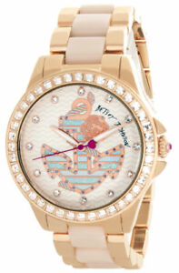 【送料無料】腕時計 ジョンソンアンカートーンクリスタルウォッチ betsey johnson anchor two tone crystal watch bj0024612|hokushin
