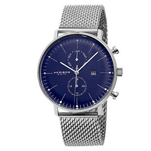 【送料無料】腕時計　メンズスイスクオーツステンレスメッシュウォッチmens akribos xxiv ak685ssbu swiss quartz daymonth stainless steel mesh watch｜hokushin