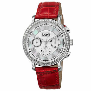 【送料無料】腕時計 バールスイスクォーツマルチファンクションレッドレザーストラップウォッチ womens burgi bur087rd swiss quartz multifunction red leather strap watch|hokushin