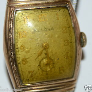 【送料無料】腕時計　ビンテージアールデコｋゴールドメンズrare 1140108 vintage art deco bulova 10k gf gold filled mens wristwatch works｜hokushin
