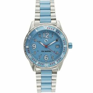 【送料無料】腕時計 ソロテンポナポリカサorologio solo tempo uomo ssc napoli cnl 101am cassa acciaio quadrante celeste|hokushin