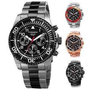 【送料無料】腕時計　メンズダイバークロノグラフステンレススティールブレスレットウォッチmens akribos xxiv ak950 diver chronograph stainless steel bracelet watch
