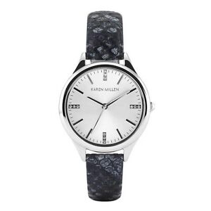 【送料無料】腕時計　カレンスワロフスキーレザーウォッチkaren millen python effect leather watch with swarovski detail kma102b｜hokushin