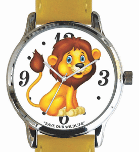 【送料無料】腕時計　save our wildlife lion image watch has a yellow strap and donation to awf｜hokushin