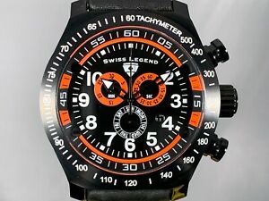 【送料無料】腕時計 スイススイスクオーツクロノグラフレザーストラップオレンジパイロットウォッチswiss legend orange 52mm sl pilot swiss quartz chronograph leather strap watch