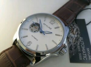 【送料無料】腕時計　スカイラインスケルトンペレorologio uomo automatico skyline,vetro zaffiro,elegante,skeleton,cinturino pelle