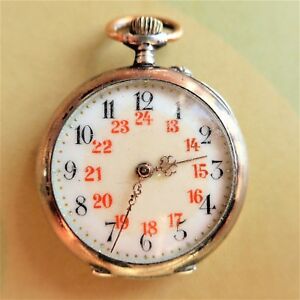 【送料無料】腕時計　プチレディース＃；＃zierliche damen taschenuhr, silber, rote 034;13 24034;, gute funktion, ca 1905