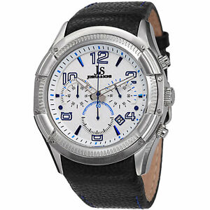 【送料無料】腕時計　 mens joshua amp; sons js69bu silvertone chronograph gmt leather strap watch｜hokushin