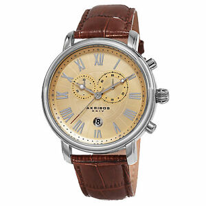 【送料無料】腕時計　スモールセコンドクロノグラフクォーツストラップウォッチmens akribos xxiv ak841ssbr chronograph small seconds date quartz strap watch