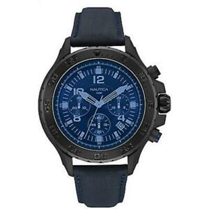 【送料無料】腕時計　ナイクロノペレブルネロサブメートルorologio uomo nautica nst 01 nai21008g chrono pelle blu nero sub 100mt