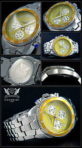 【送料無料】腕時計　ブラックイーグルクロノグラフschwarzeadler chronograph uhrcavadini in gelb shbsc