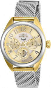 【送料無料】腕時計　トーンステンレスメッシュウォッチinvicta womens angel quartz 100m mop two tone stainless steel mesh watch 27452