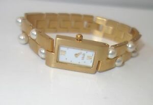 【送料無料】腕時計　misaki ladies swiss quartz watch gold stainless steel with pearls