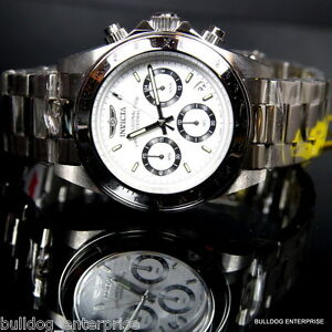 【送料無料】腕時計　メンズスピードウェイデイトナステンレススチールホワイトクロノグラフmens invicta speedway daytona stainless steel white chronograph 200m watch