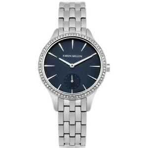 【送料無料】腕時計　カレンシルバーネイビーステンレススチールウォッチkaren millen silver navy blue stainless steel watch
