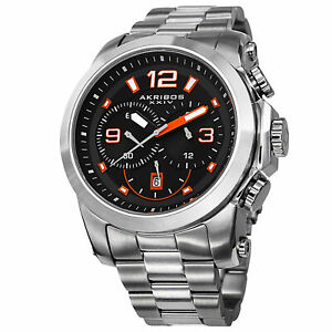 【送料無料】腕時計　メンズクロノグラフステンレススティールブレスレットウォッチ mens akribos xxiv ak631or chronograph stainless steel bracelet watch｜hokushin