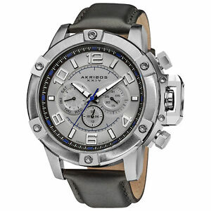 【送料無料】腕時計　メンズネジレザーストラップウォッチ akribos xxiv ak605wt men’s daydate decorative screws leather strap watch
