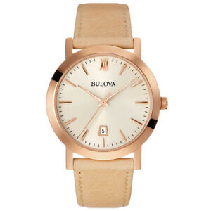 【送料無料】腕時計　メンズローズレザーウォッチbulova mens rose leather watch 97b144