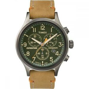 【送料無料】腕時計　スカウトクロノベラペレヴェルデorologio uomo timex expedition scout tw4b04400 chrono vera pelle marrone verde
