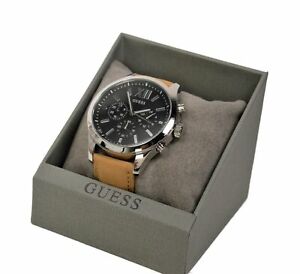【送料無料】腕時計　アナログクォーツレザーストラップメンズウォッチguess mens elevation analogue quartz watch with leather strap w0789g1