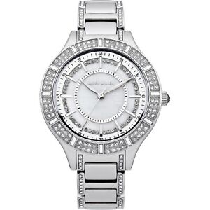 【送料無料】腕時計 パールシルバースワロフスキーステンレススチールカレン￥ウォッチkaren millen mother of pearl silver swarovski stainless steel watch rrp 185