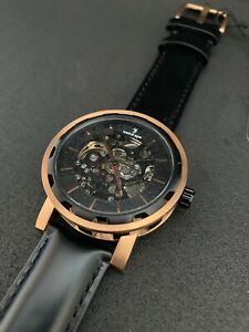 【貨物輸送無料】ウオッチ スケルトンローズゴールド￥weird ape kolt automatic rose gold skeleton watch leather rrp 189