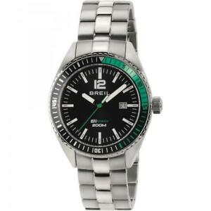 【貨物輸送無料】ウオッチ ネロヴェルデサブメートルダイバーorologio uomo breil midway tw1631 bracciale acciaio nero verde sub 200mt diver