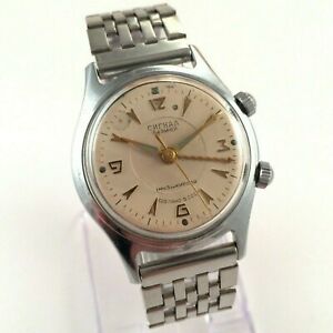 【貨物輸送無料】ウオッチ ソアラームold soviet rare poljot signal manual alarm wrist watch, 1 mchz *us seller* 1393