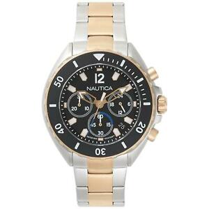 【送料無料】腕時計　nautica men039;s 47mm two tone steel bracelet steel case quartz watch napnwp006