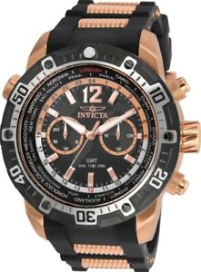 【貨物輸送無料】ウオッチ メンズローズゴールドスチールシリコーンストラップinvicta 24582 mens rose gold steel amp; silicone strap gmt watch