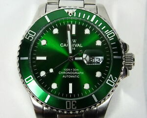 【貨物輸送無料】ウオッチ グリーンカーニバルメンズクロノグラフリンクiamp;w green carnival 1986 mens chronograph automatic wristwatch watch wextra link