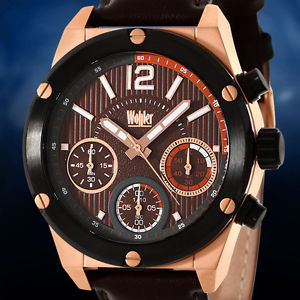 【送料無料】腕時計　マルチファンクションクロノグラフメンズソフトレザーストラップウォッチwohler multi function chronograph mens soft leather strap watch｜hokushin 17,486円
