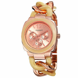 【送料無料】腕時計　クォーツマルチツイストチェーンウォッチ womens akribos xxiv ak641rg quartz multifunction resin twist chain watch