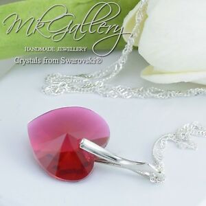 【送料無料】アクセサリー ネックレススターリングスワロフスキースカーレットレッドハートシルバーネックレス925 collar de plata esterlina 1018mm corazn cristales de swarovski  scarlet rojo