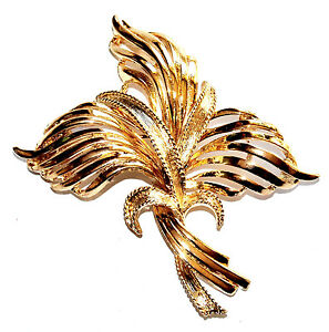 【送料無料】アクセサリー　ネックレスブローチモチーフブローチgrosse broche ancienne couleur or motif feuillage feuille bijou brooch
