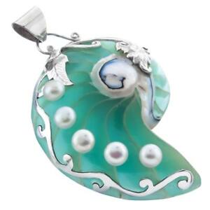 【送料無料】アクセサリー　ネックレスノーチラスシェルペンダントシルバー3 azul turquesa nautilus perla de concha colgante de plata de ley 925｜hokushin
