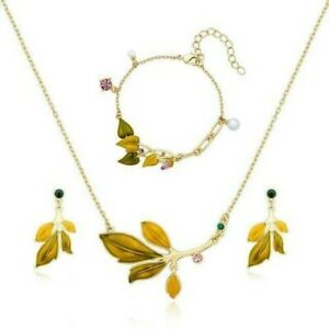 【送料無料】アクセサリー　ネックレスエルドラドゴールドメッキシートイヤリングネックレスブレスレットoscilante dorado hoja chapado oro pulsera pendientes collar v02｜hokushin