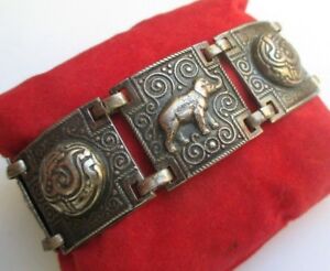 【送料無料】アクセサリー　ネックレスブレスレットアルジェントビンテージメインancien bracelet couleur argent grav lphants main de fatma bijou vintage 5200