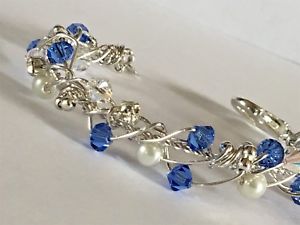 【送料無料】アクセサリー　ネックレススモールシルバーブレスレットスワロフスキーエレメントhermosa 6 pequeas pulsera de plata con elementos swarovski azul medio