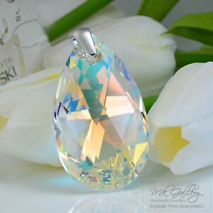 【送料無料】アクセサリー　ネックレスシルバーペンダントクリスタルナシスワロフスキークリスタルgran colgante 925 plata 50 mm pera cristal abcristales de swarovski