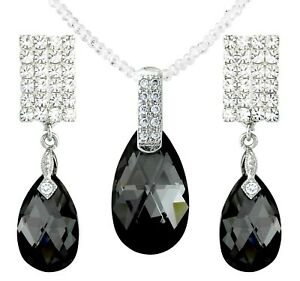 【送料無料】アクセサリー　ネックレスｋホワイトブラックステートメントネックレスイヤリングnegro blanco 14k declaracin joyera setswarovski elements collar aretes
